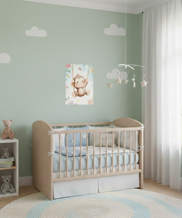 quadro infantil macaco feliz