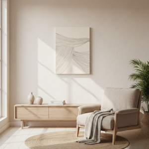 quadro decorativo abstrato fluxo de linhas marrom modelo 1