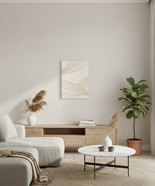 quadro decorativo abstrato fluxo de linhas marrom modelo 2