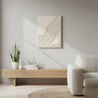 quadro decorativo abstrato fluxo de linhas pretas fundo areia modelo 2 (cópia)