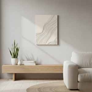 quadro decorativo abstrato fluxo de linhas pretas fundo areia modelo 2 (cópia)