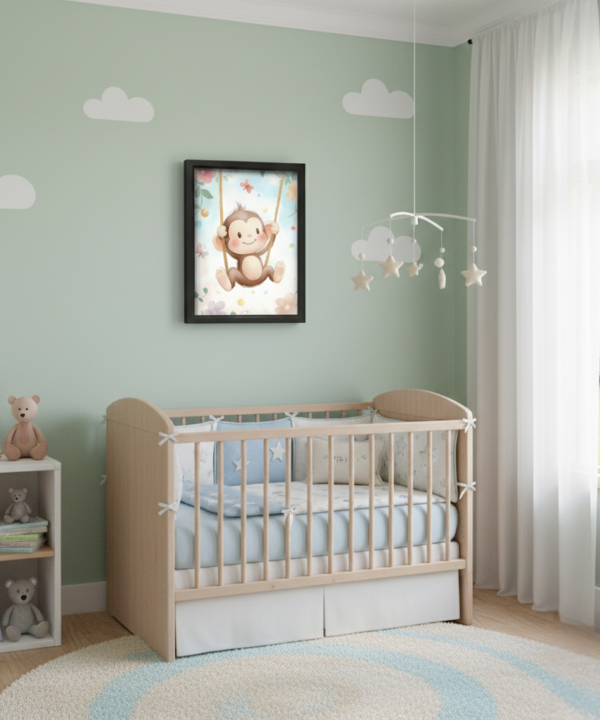 quadro infantil macaco feliz