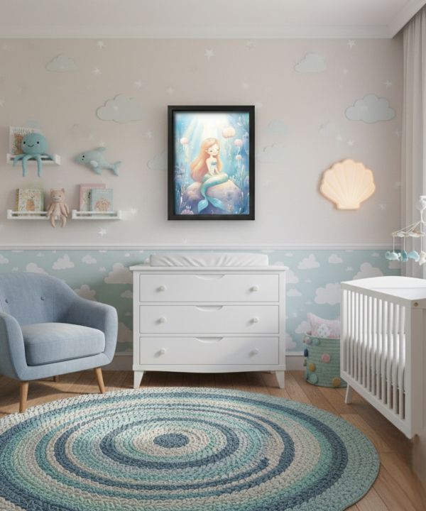 quadro infantil sereia mágica do mar