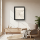 quadro decorativo abstrato fluxo de linhas marrom modelo 1