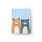 quadro infantil dois ursos amigos fundo azul