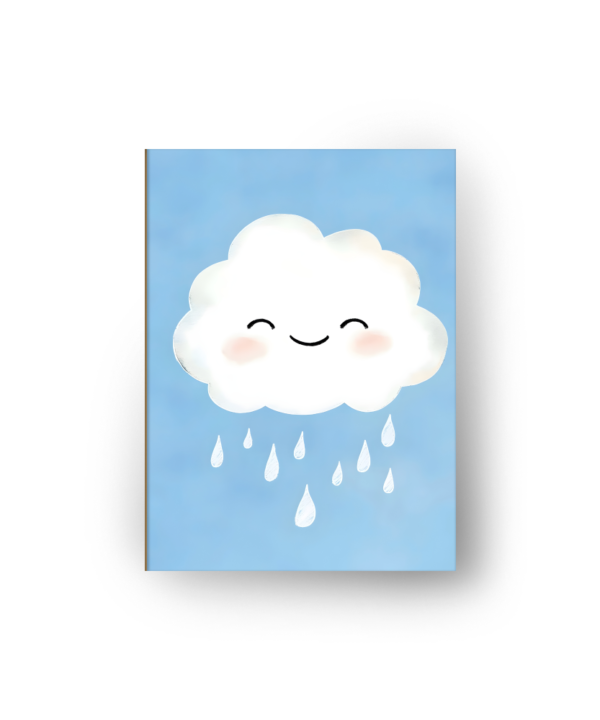 quadro infantil nuvem feliz fundo azul