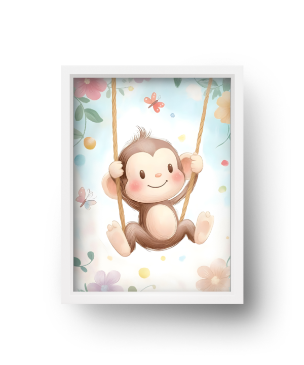 quadro infantil macaco feliz