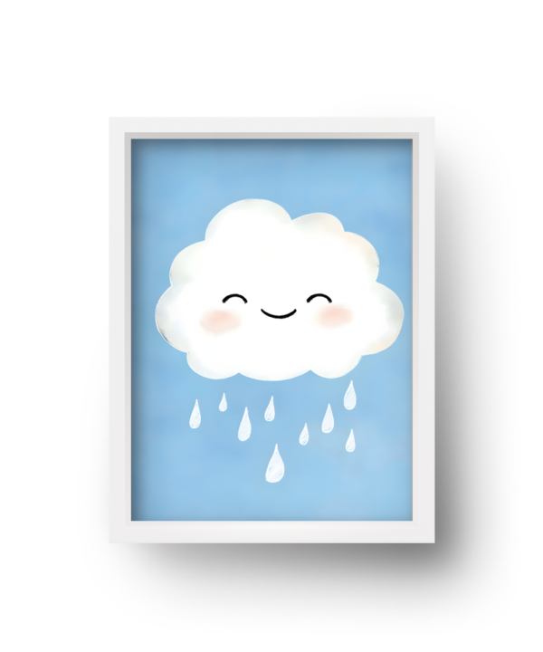 quadro infantil nuvem feliz fundo azul