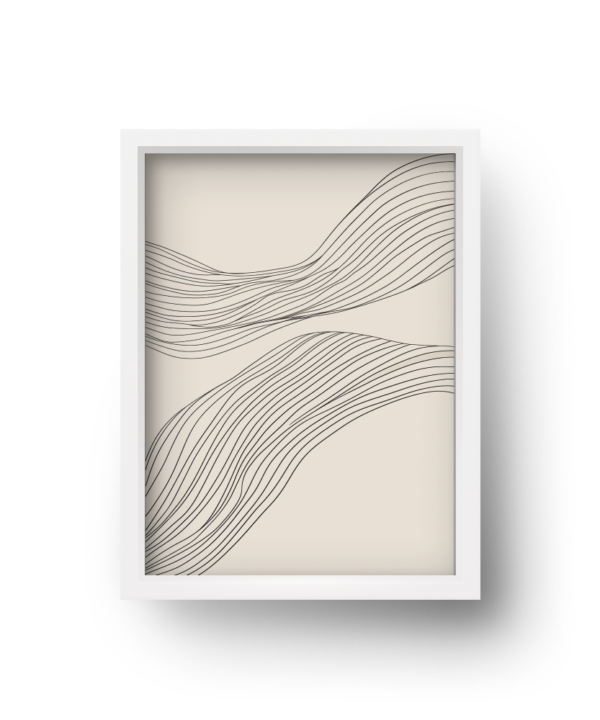 quadro decorativo abstrato fluxo de linhas pretas fundo areia