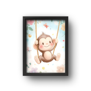 quadro infantil macaco feliz
