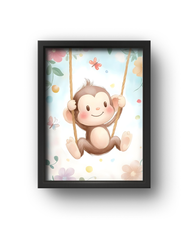 quadro infantil macaco feliz