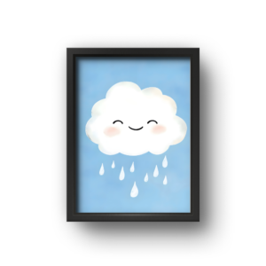 quadro infantil nuvem feliz fundo azul