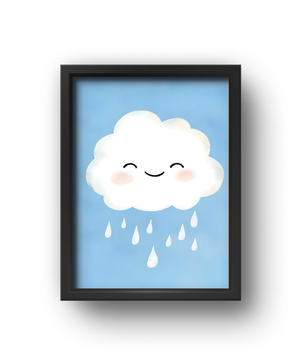 quadro infantil nuvem feliz fundo azul